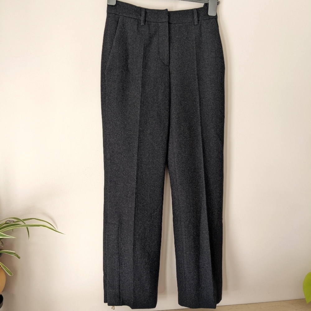 PRADA | charcoal grey wool lined trousers with pockets and ankle zipper detail